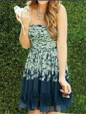 LC Lauren Conrad Blue and Teal Floral Sundress